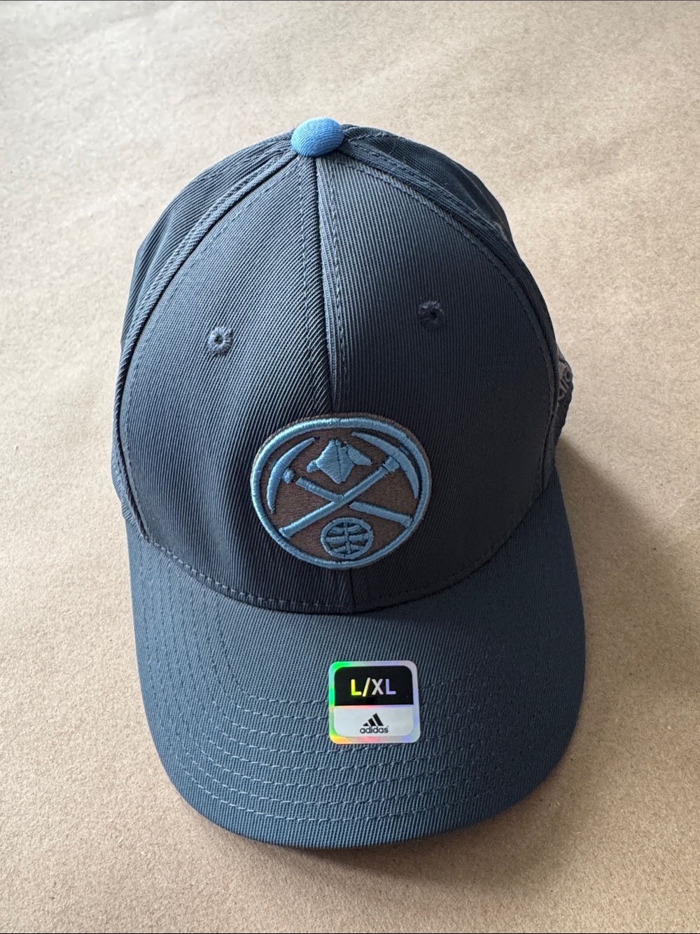 adidas Navy and Light Blue Denver Nuggets Logo Snapback Hat